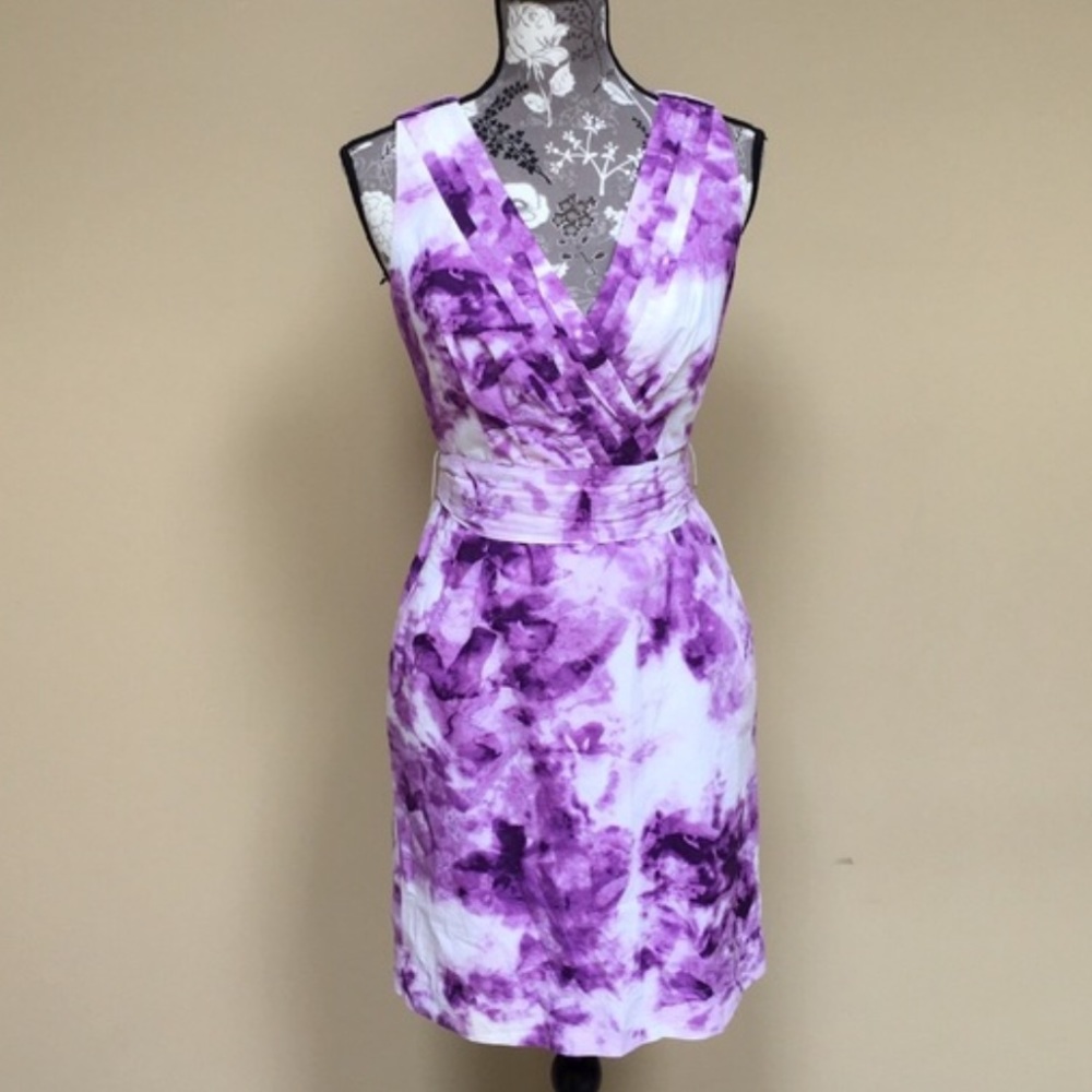 Banana Republic V-neck Tie Dye Purple White Dress